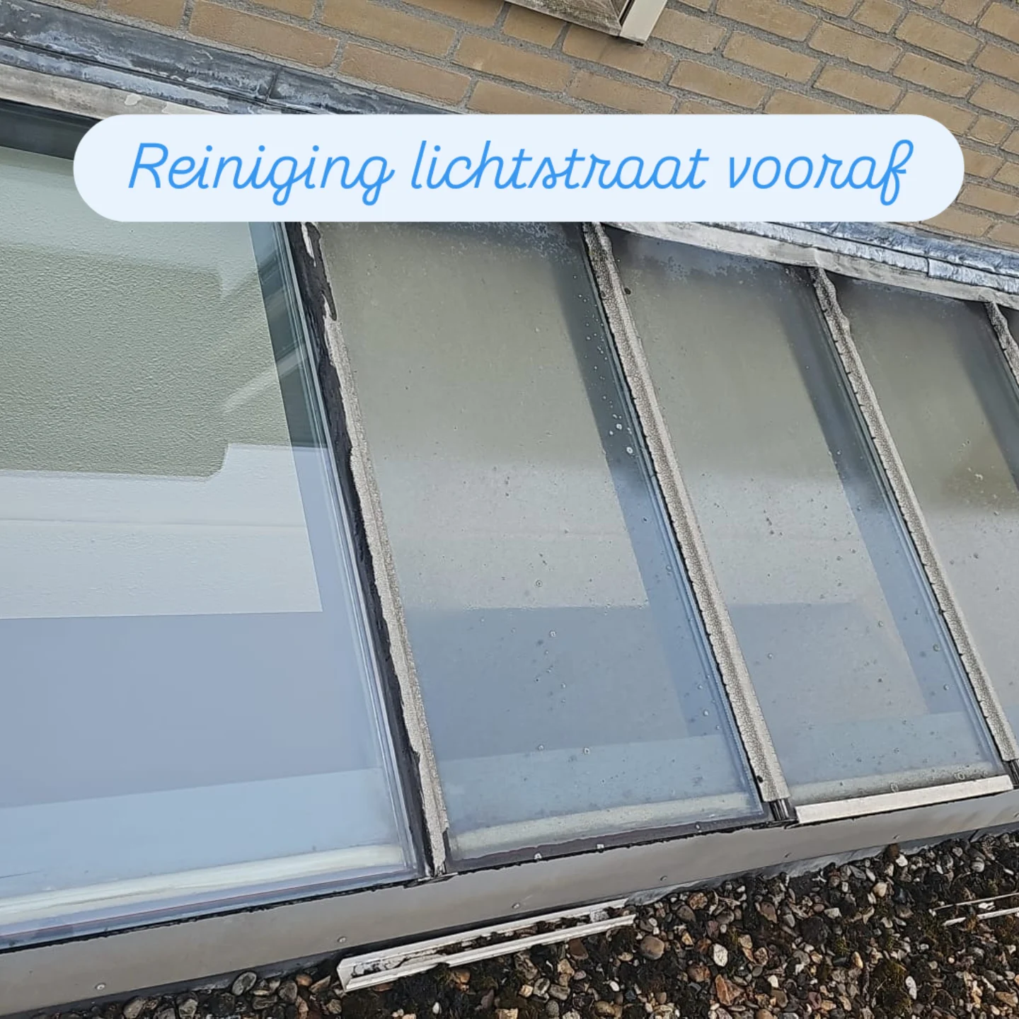Lichtstraat vooraf, het glas is nog vuil